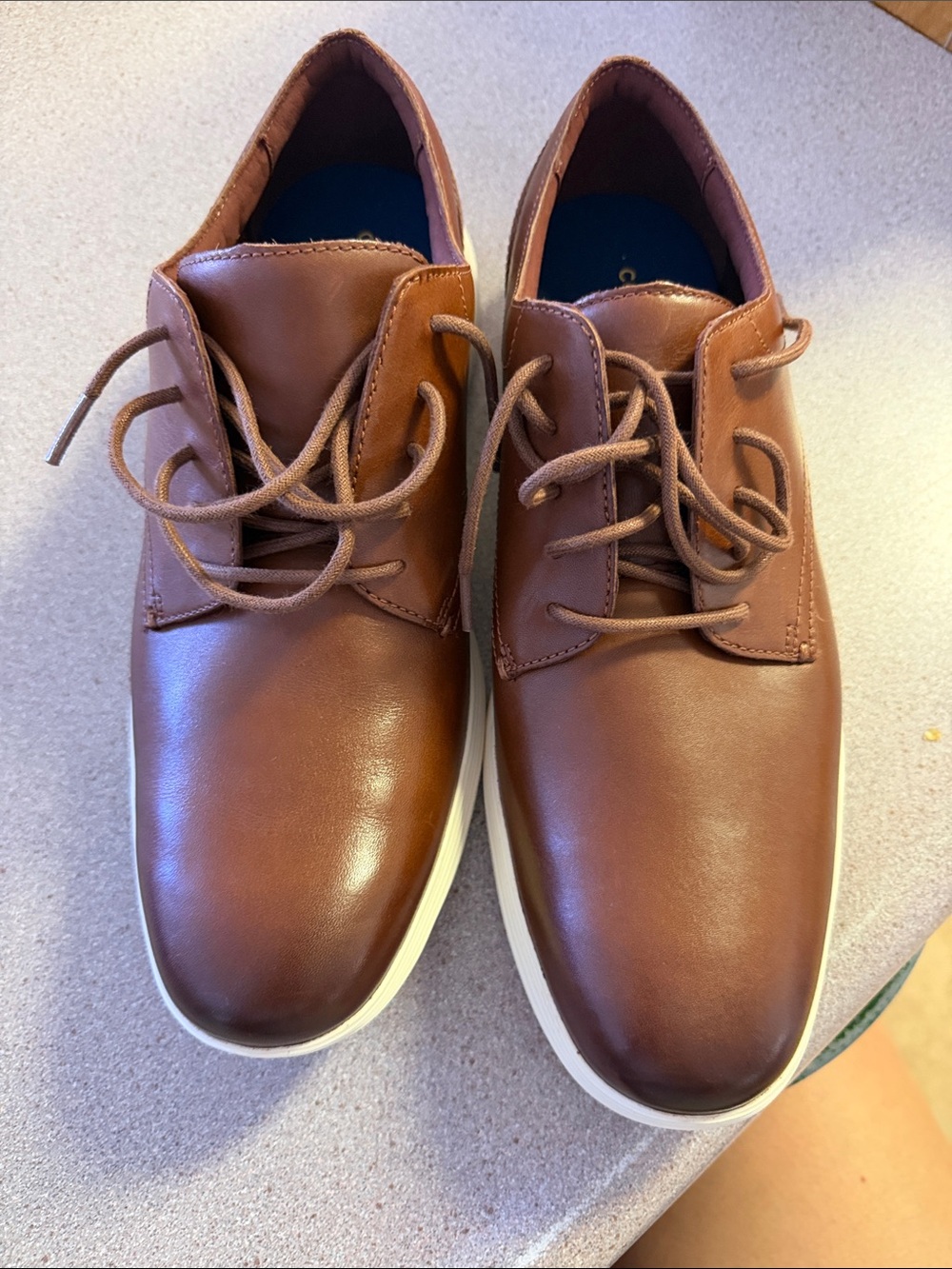 Cole Haan Tan/Brown Leather Derby Sneakers with White Sole